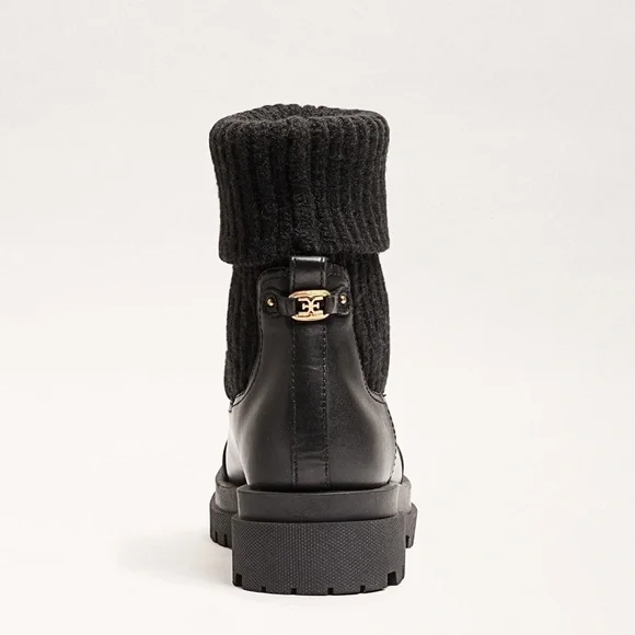 Sam Edelman Steele Knit Chelsea Black Leather Ankle Boots - Picture 4 of 9